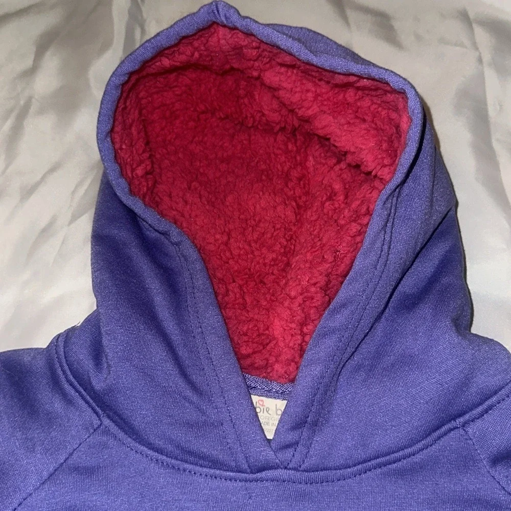Bobbie Brooks Girls Purple Unicorn Sherpa Lined Hoodie Sweatshirt Size M 7/8 NWT